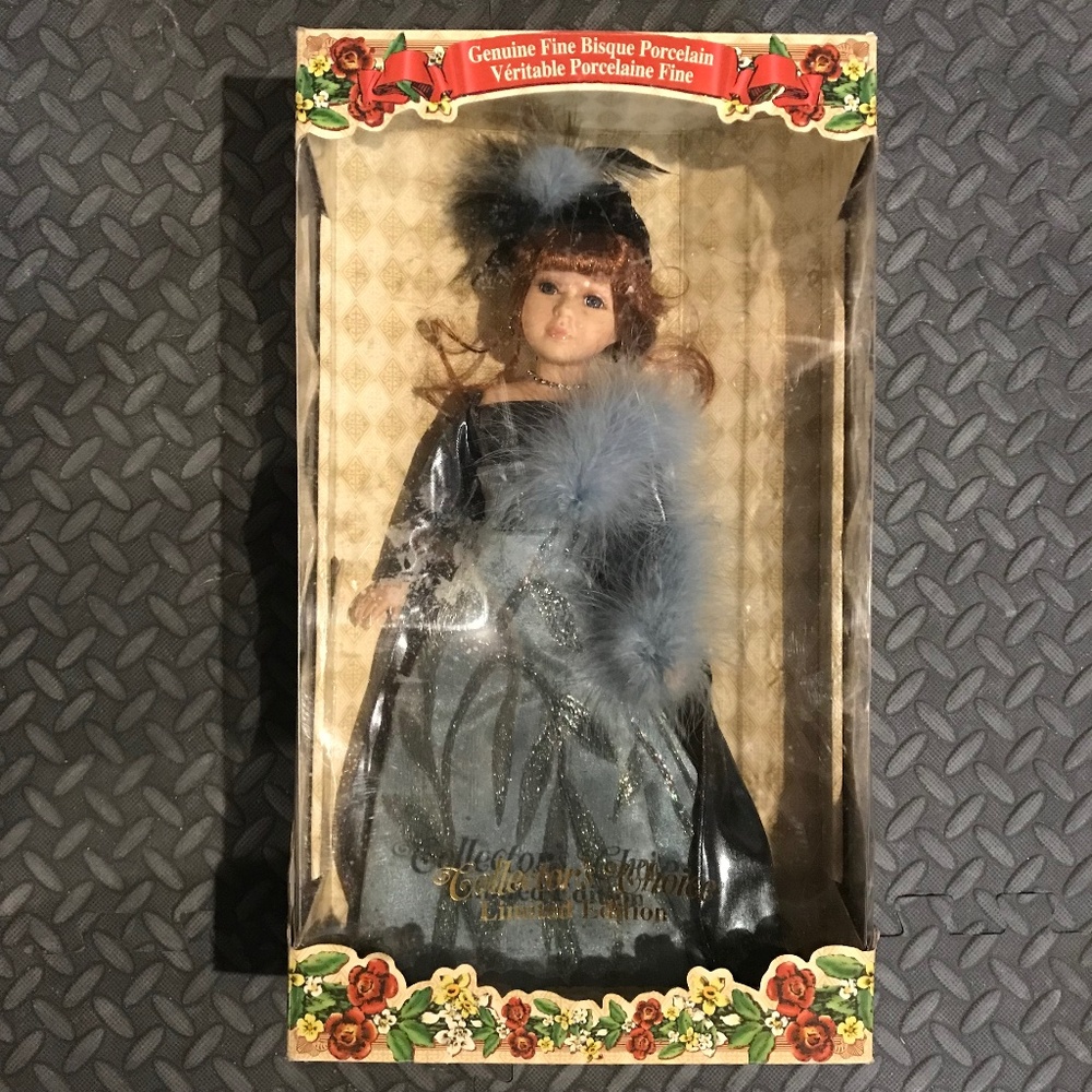 Collector’s Choice Limited Genuine Fine Bisque Porcelain Doll Blue Dress